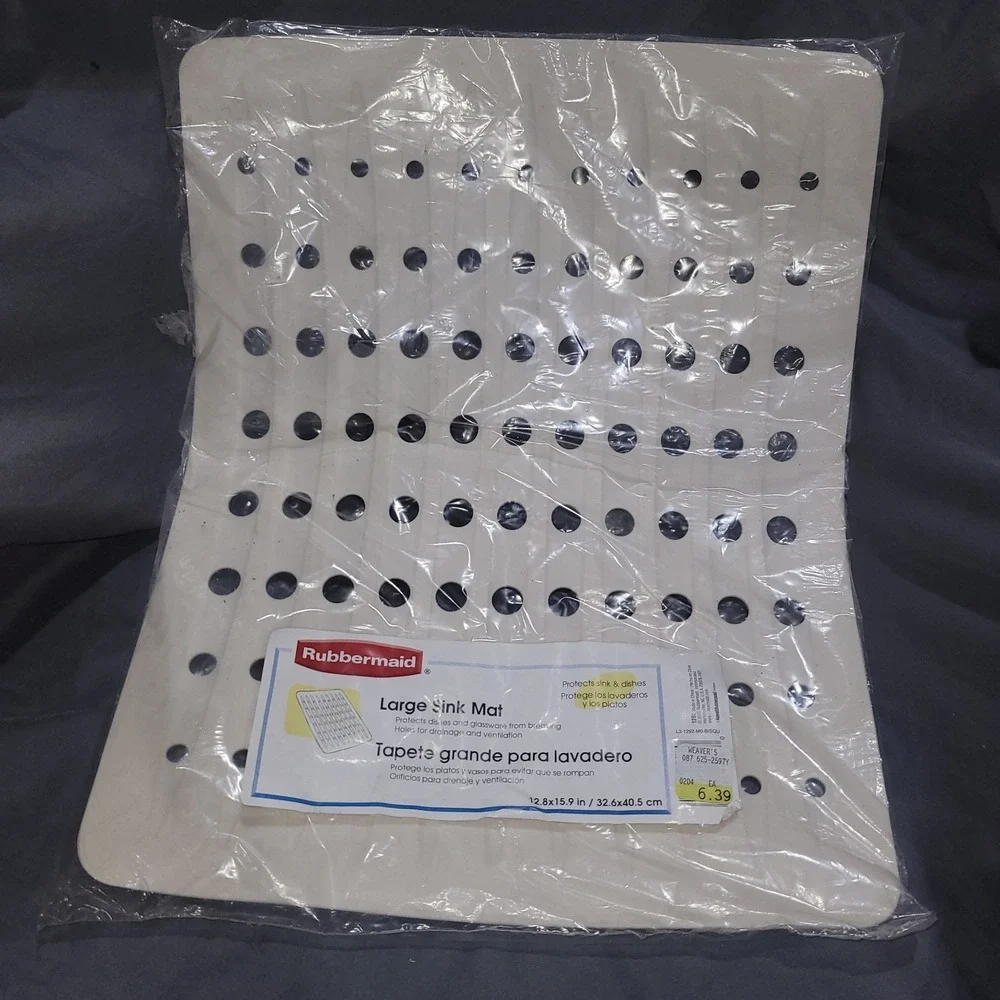 Rubbermaid Large Sink Protector Mat Off White/Bisque Discontinued 15.9x12.8 Vtg